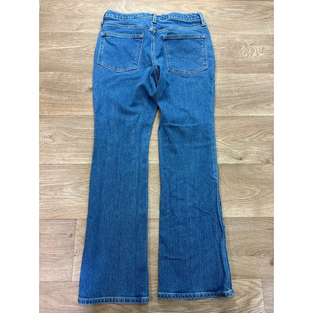 Old Navy Girls High-Rise Flare Jeans Embroidered Floral Blue Denim Size 18